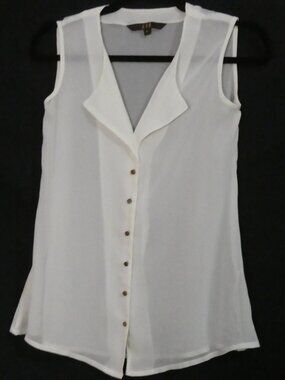AND Sheer White Sleeveless Button Down Blouse - Size 8